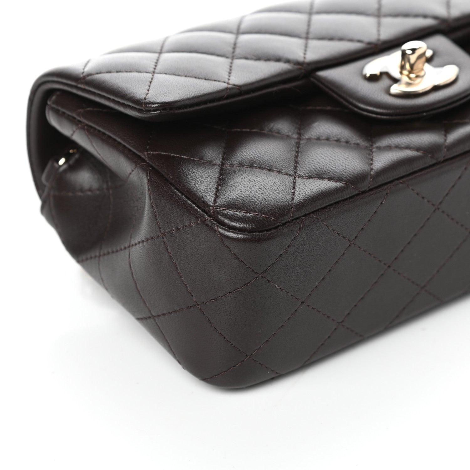 Chanel Lambskin Quilted Mini Rectangular Flap Dark Brown 10 of 11