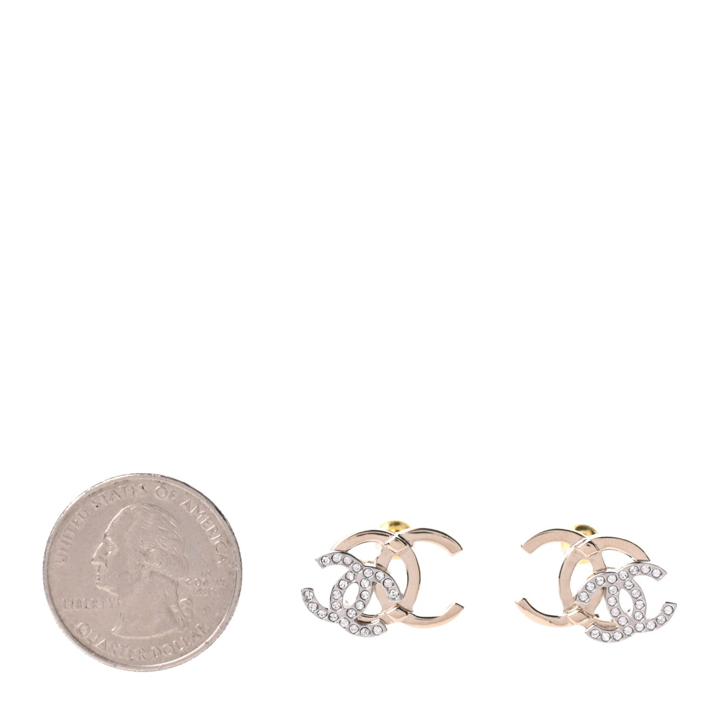 Crystal Double CC Earrings Gold Silver