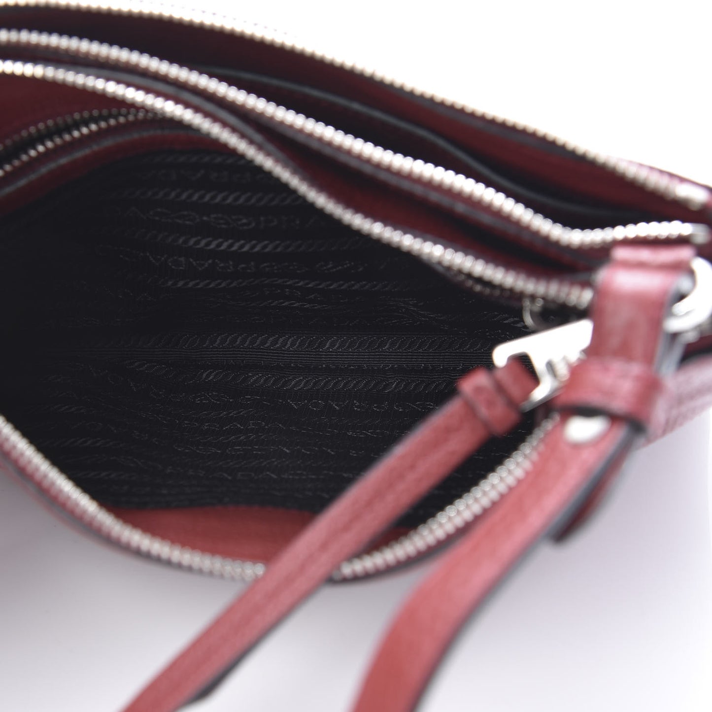 Vitello Daino Double Zip Crossbody Bag Rubino