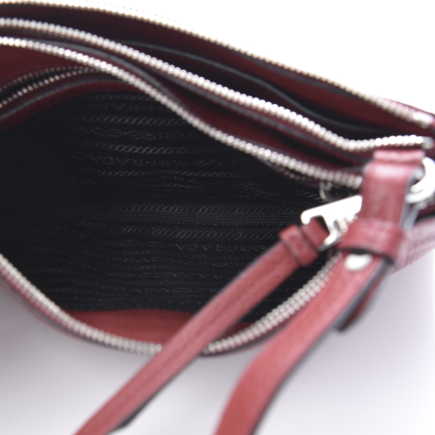 Prada Vitello Daino Double Zip Crossbody Bag Rubino 6 of 11
