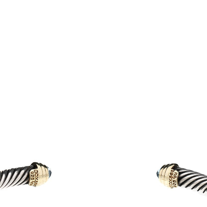 David Yurman Sterling Silver 14K Yellow Gold Blue Topaz 5mm Cable Classics Petite Color Bracelet 3 of 3