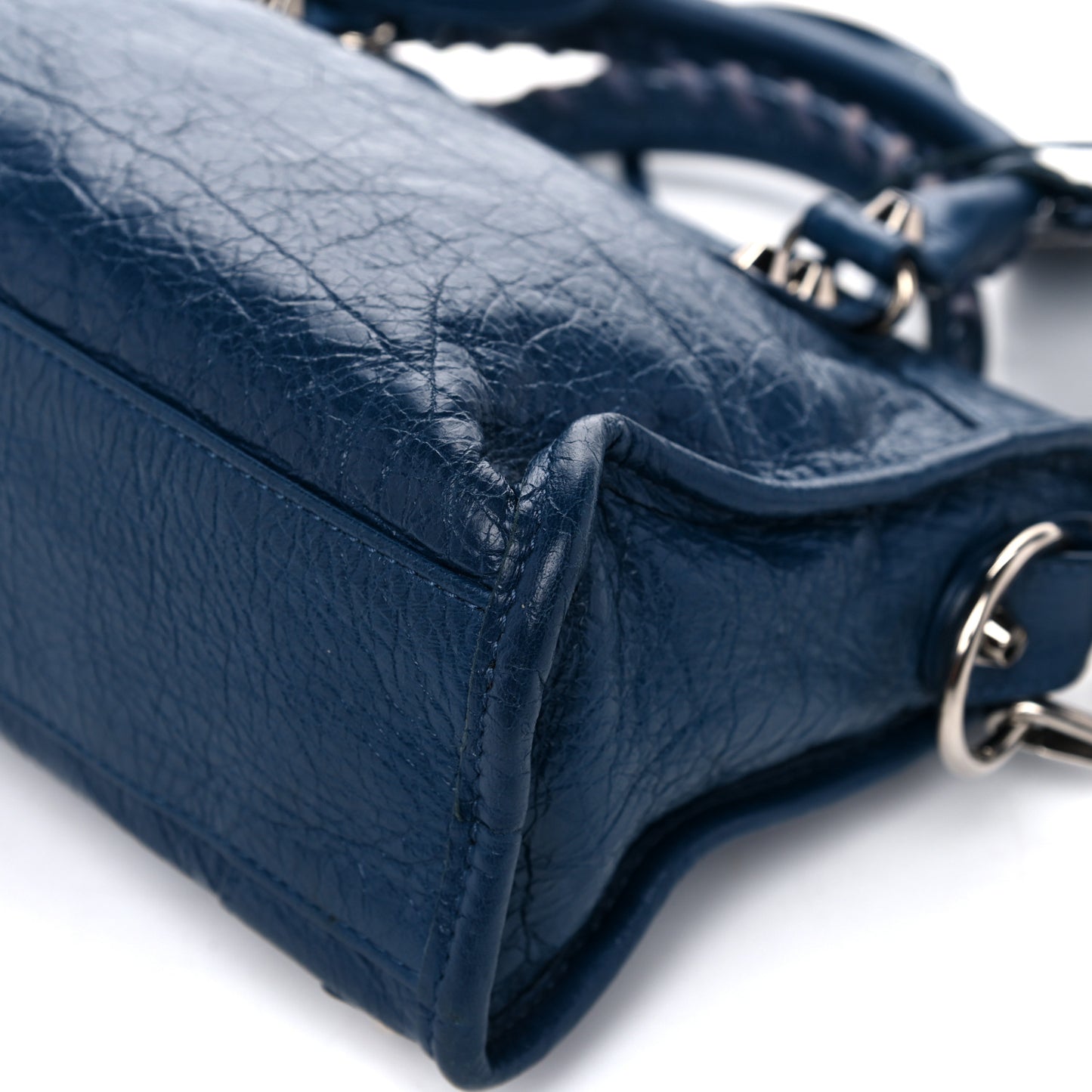Agneau Classic Silver Hardware Mini City Bleu Profond