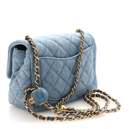 Chanel Denim Quilted Mini Pearl Crush Flap Blue 3 of 11