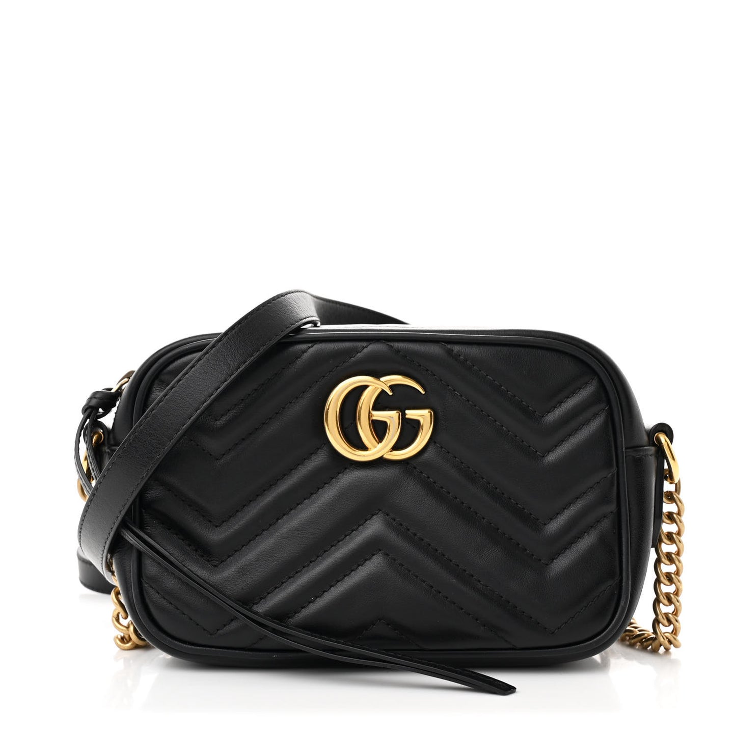 Calfskin Matelasse Mini GG Marmont Chain Shoulder Bag Black