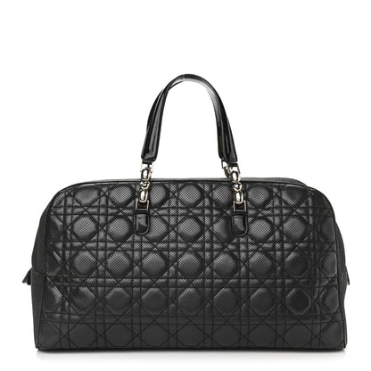 Christian Dior Denim Patent Perforated Cannage Satchel Black 1 of 14