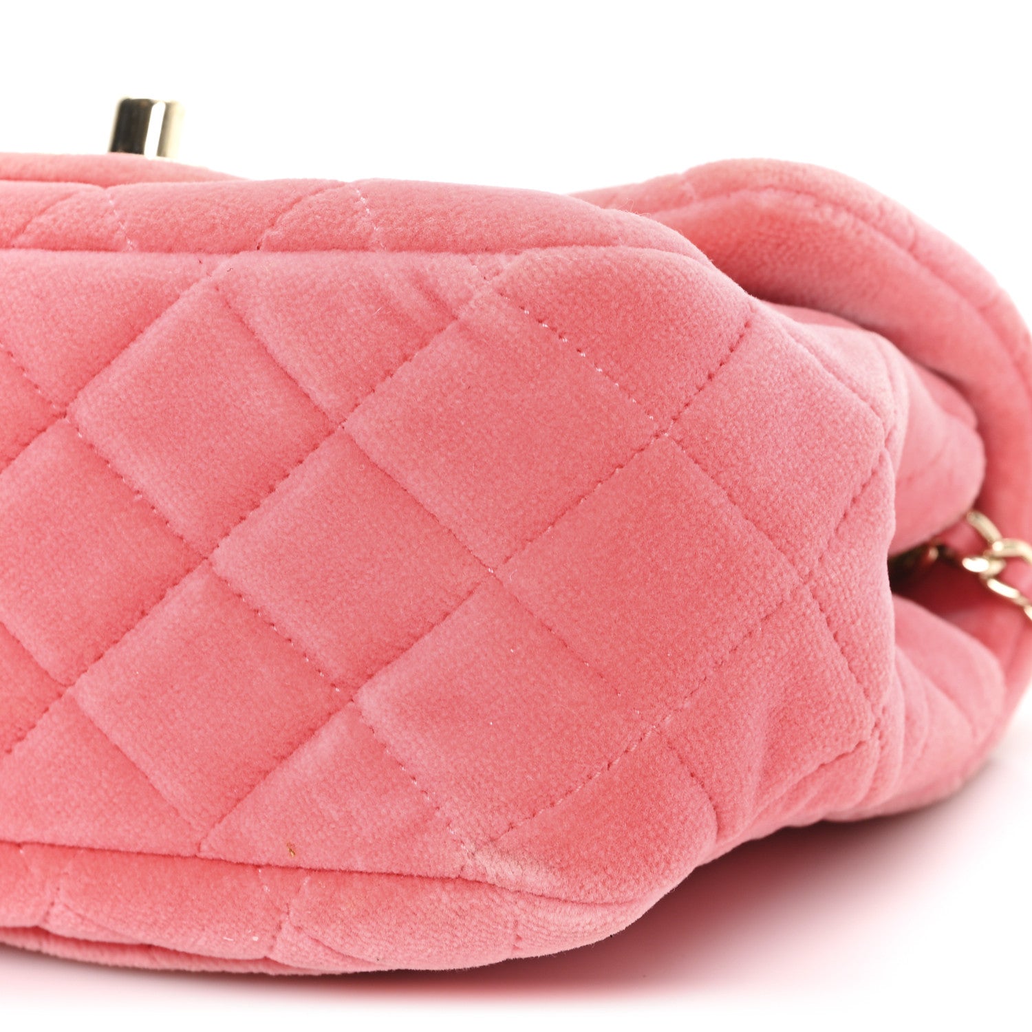 Chanel Velvet Quilted Mini Square Pearl Crush Flap Coral 10 of 11
