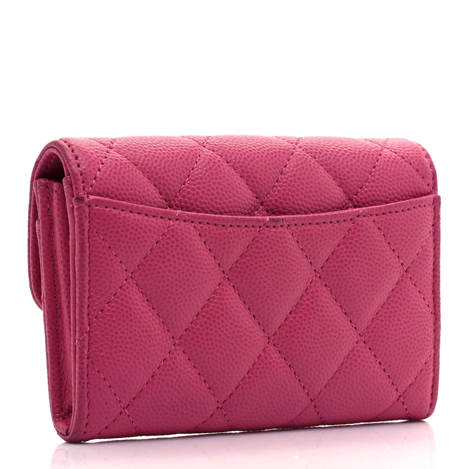 Chanel Caviar Quilted Flap Card Holder Wallet Dark Pink 3 of 9