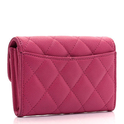 Chanel Caviar Quilted Flap Card Holder Wallet Dark Pink 3 of 9