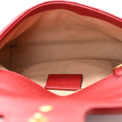 Gucci Calfskin Matelasse Super Mini GG Marmont Shoulder Bag Hibiscus Red 5 of 11