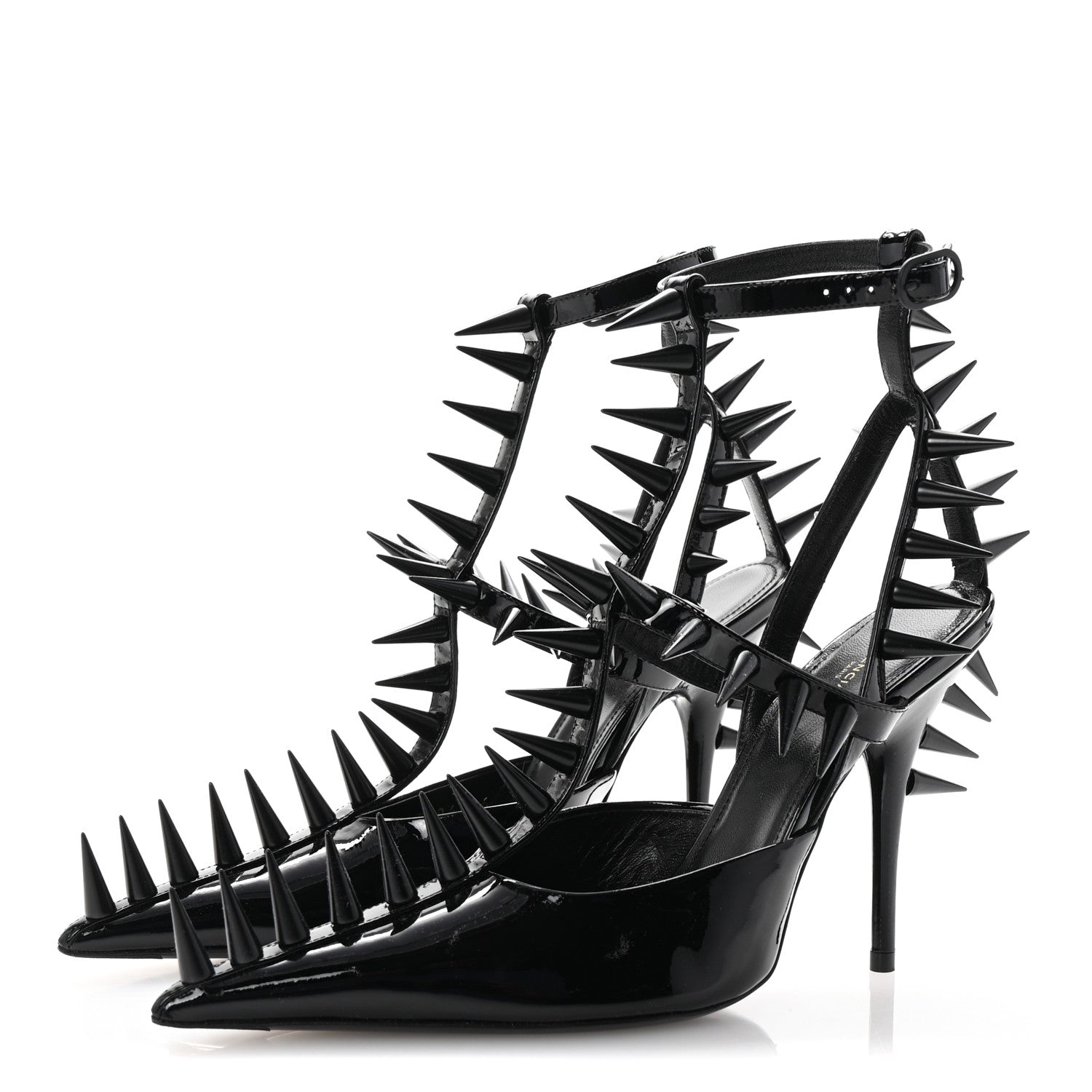 Balenciaga Glossy Calfskin Spiked Pumps 36 Black 4 of 10