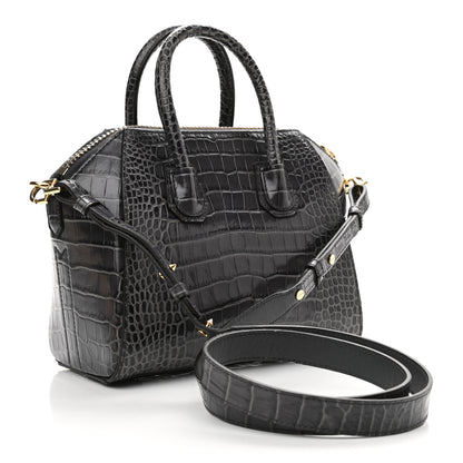 Givenchy Calfskin Crocodile Embossed Mini Antigona Storm Grey 3 of 12