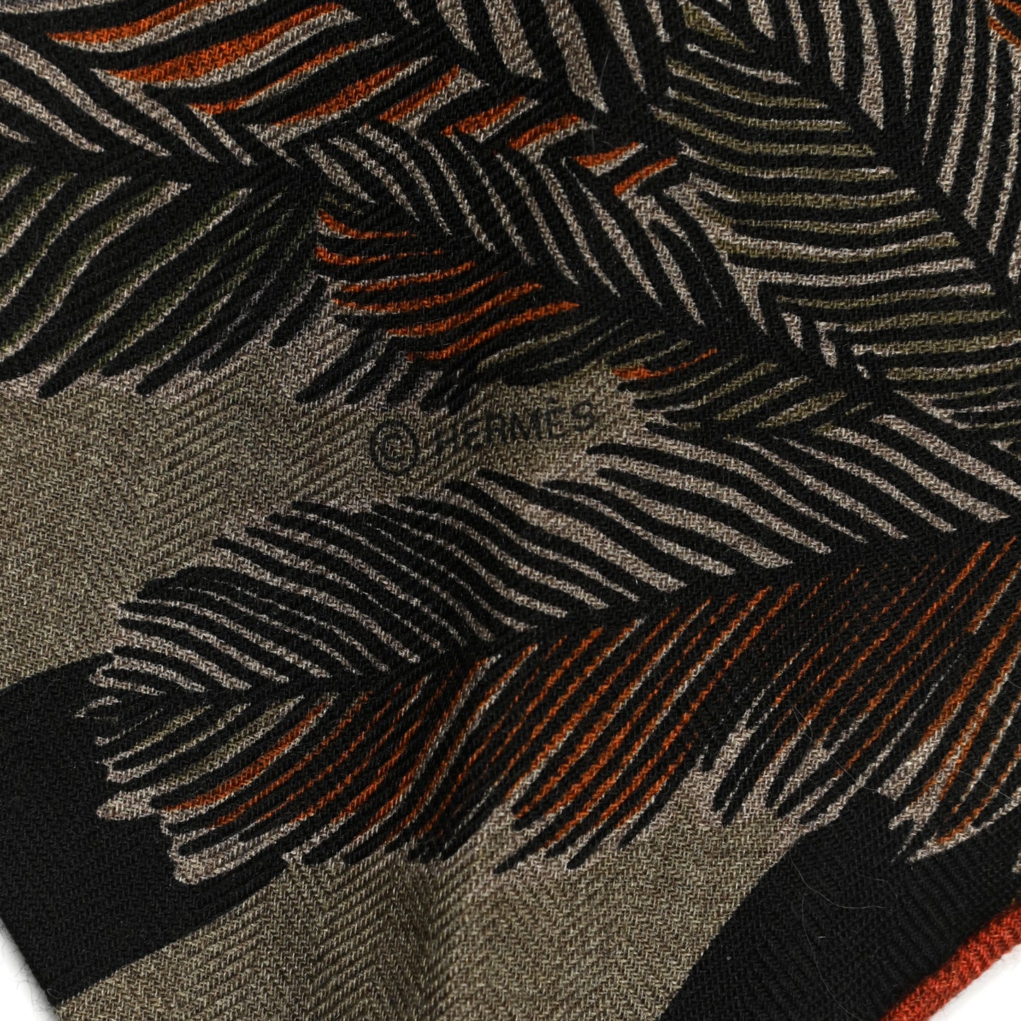 Cashmere Silk Zebra Pegasus Pointe Triangle Scarf Etoupe Bordeaux Black