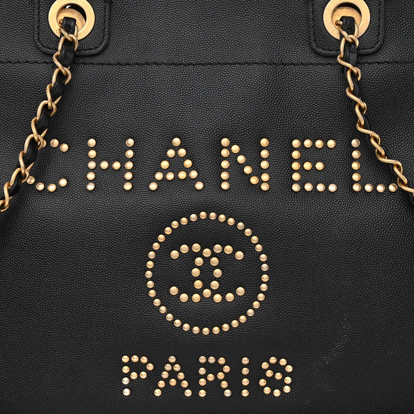 Caviar Small Studded Deauville Tote Black