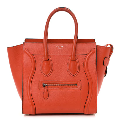 Celine Drummed Calfskin Micro Luggage Vermillion 1 of 17