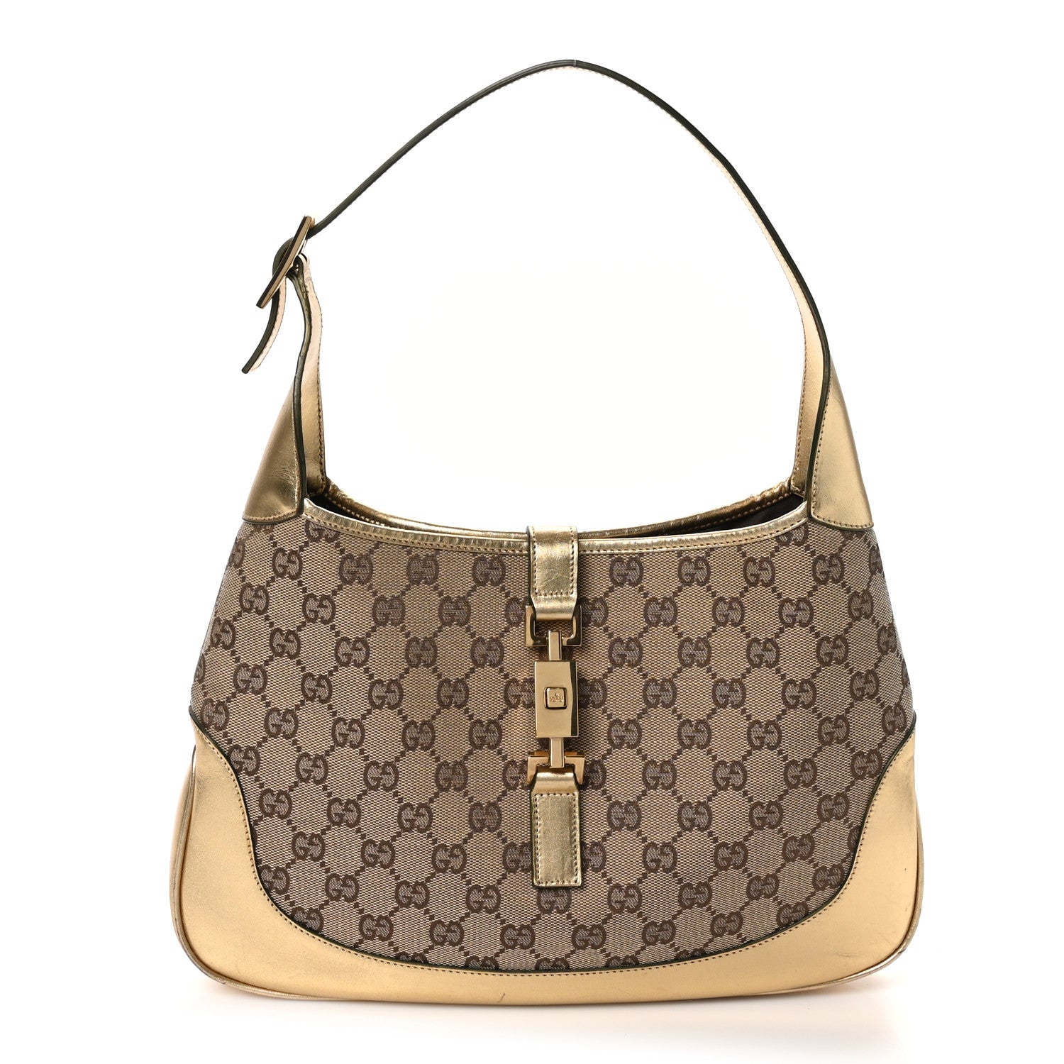 Gucci Monogram Jackie O Hobo Beige Gold 1 of 12
