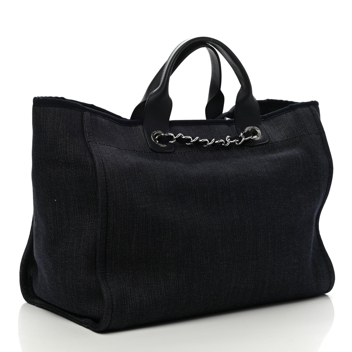 Chanel Canvas Medium Deauville Tote Dark Blue 3 of 9