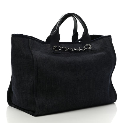 Chanel Canvas Medium Deauville Tote Dark Blue 3 of 9
