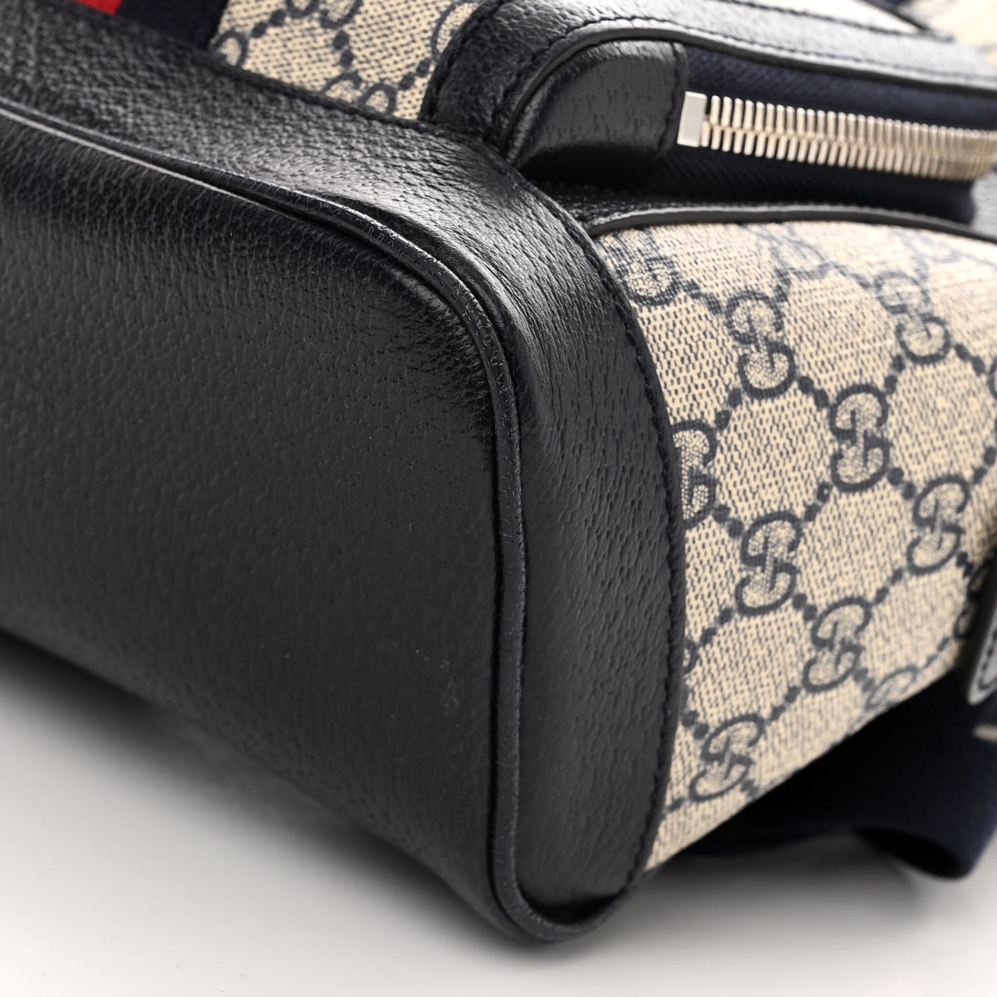 GG Supreme Monogram Textured Dollar Calfskin Web Small Ophidia Day Backpack Beige Blue Black