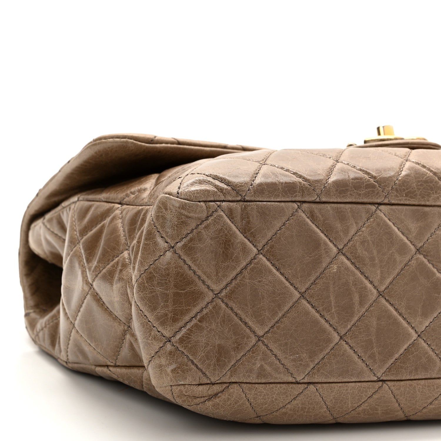Chanel Glazed Calfskin Castle Rock Medium Flap Dark Beige 9 of 11