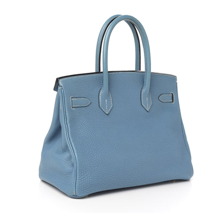 Hermes Taurillon Clemence Birkin 30 Blue Jean 2 of 10