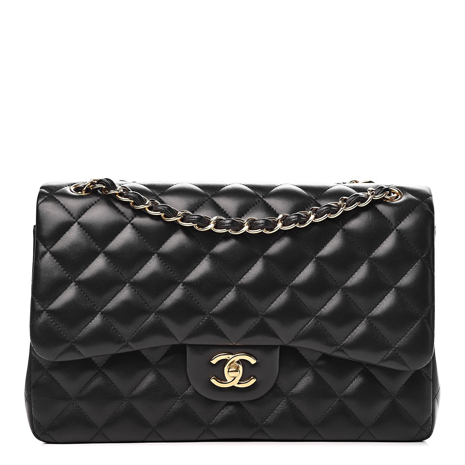 Chanel Lambskin Quilted Jumbo Double Flap Black 1 of 15