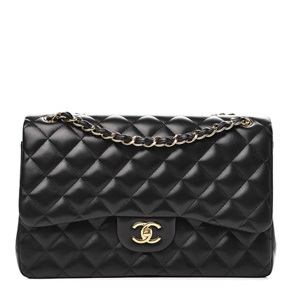 Chanel Lambskin Quilted Jumbo Double Flap Black 1 of 15