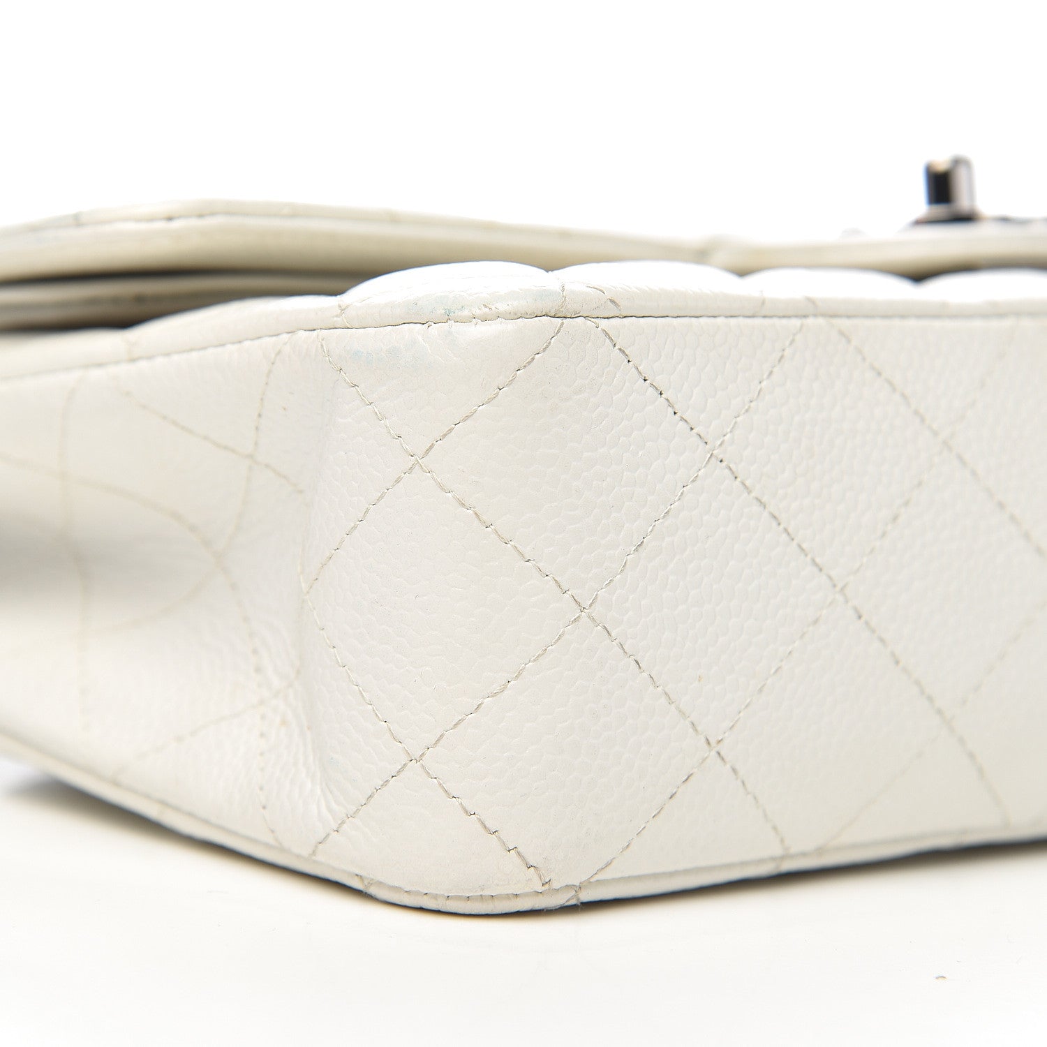Chanel Caviar Quilted Medium Double Flap White 13 of 15