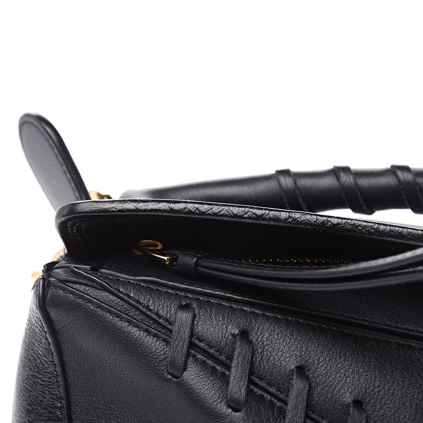 Calfskin Small Whipstitch Puzzle Bag Black