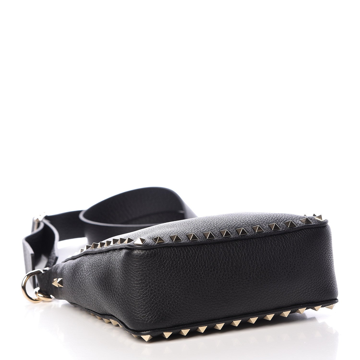 Valentino Garavani Pebbled Calfskin Mini Rockstud Flip-Lock Messenger Bag Black 4 of 10
