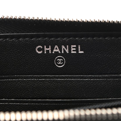 Chanel Lambskin Quilted Small Gusset Zip Around Wallet Black Pink Light Blue 6 of 9
