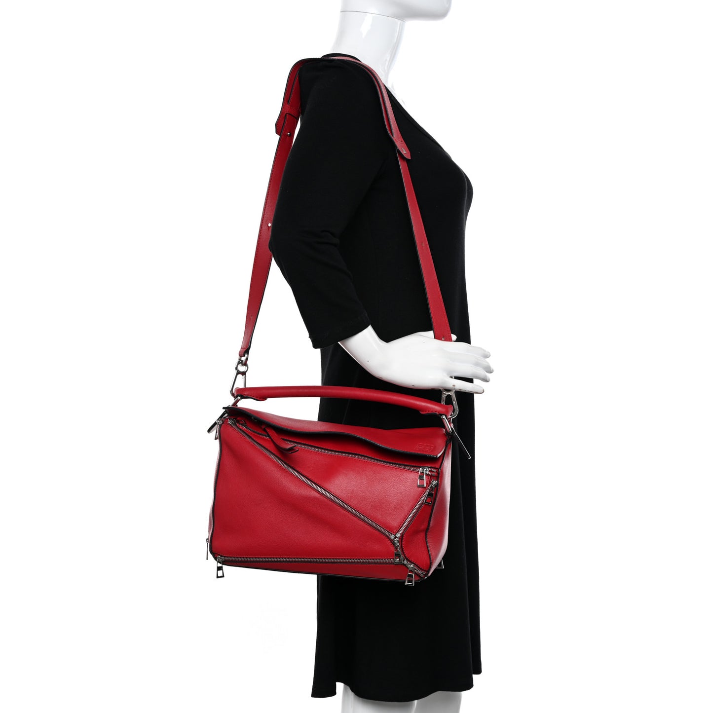 Calfskin Zipper Puzzle Bag Red