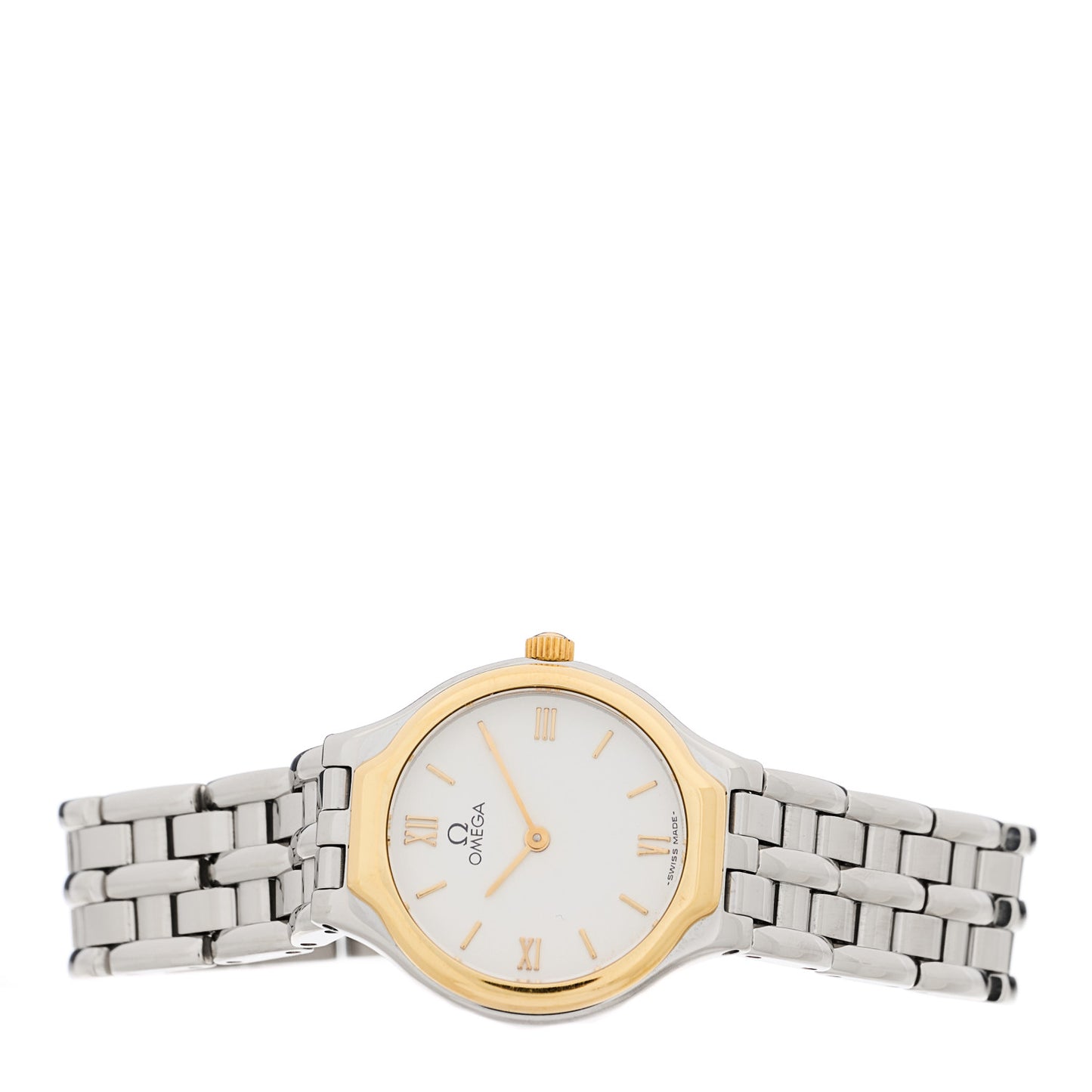 Stainless Steel 18K Yellow Gold 23mm De Ville Prestige Quartz Watch White 595.0101