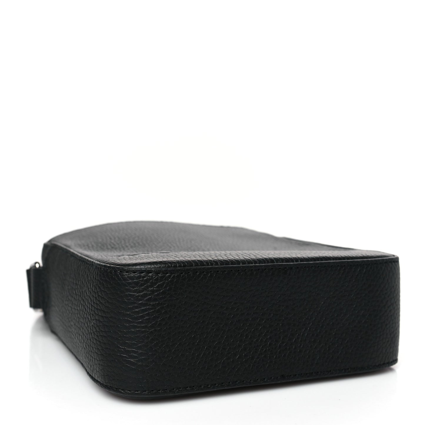 Pebbled Calfskin Logo Embossed Thornton Messenger Bag Black