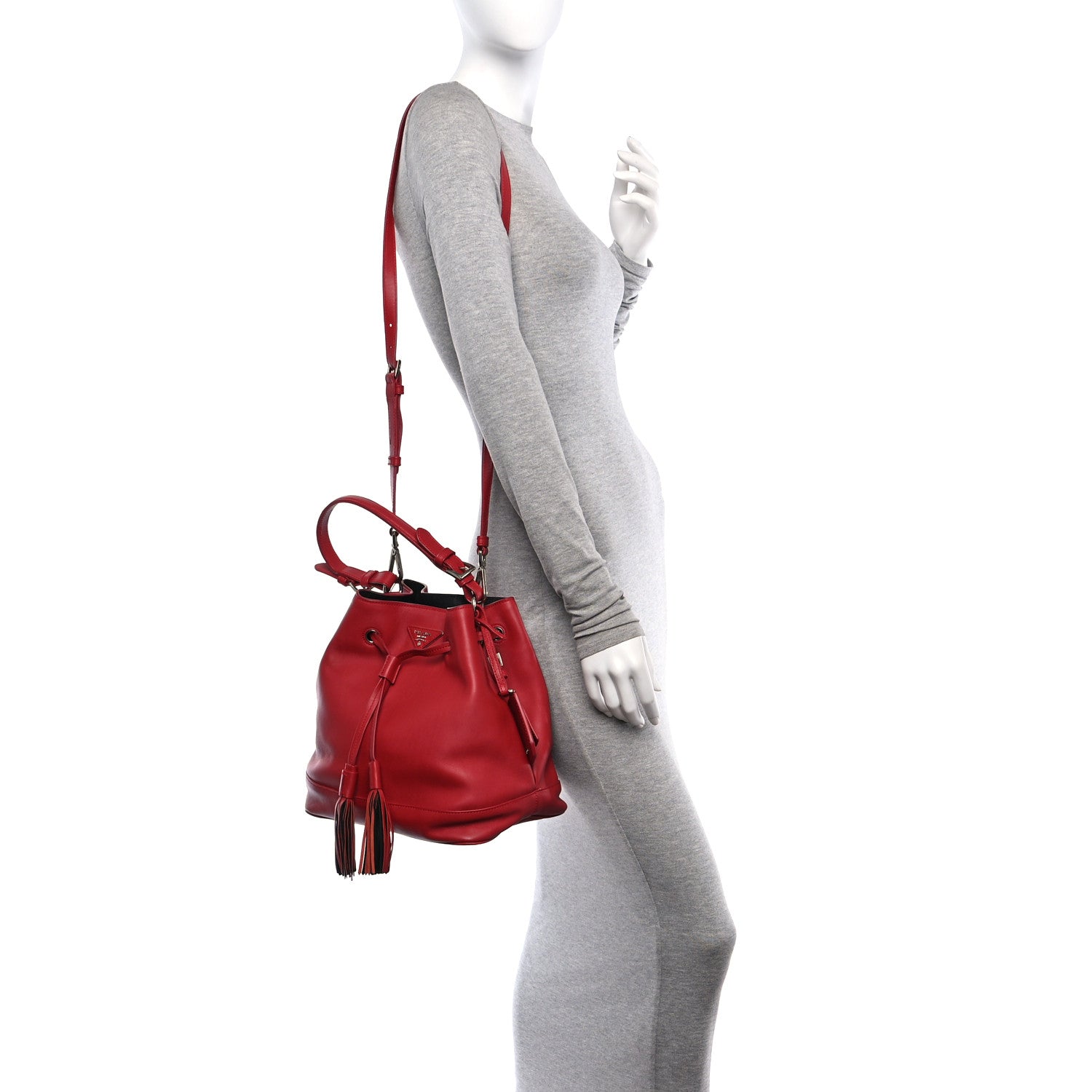 Prada Soft Calf Bucket Bag Rosso 3 of 11