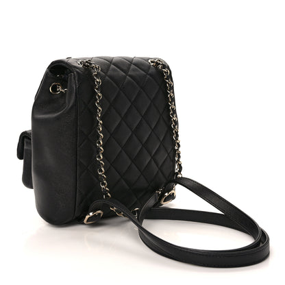 Chanel Calfskin Quilted Medium Duma Pockets Drawstring Backpack Black 3 of 12