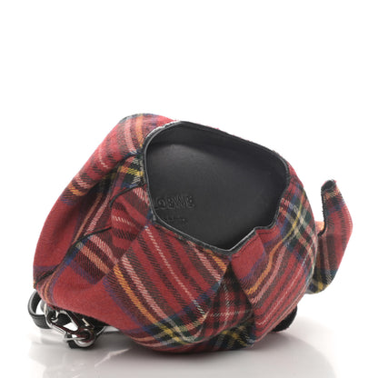Loewe Wool Calfskin Mini Elephant Crossbody Bag Red Tartan 3 of 4