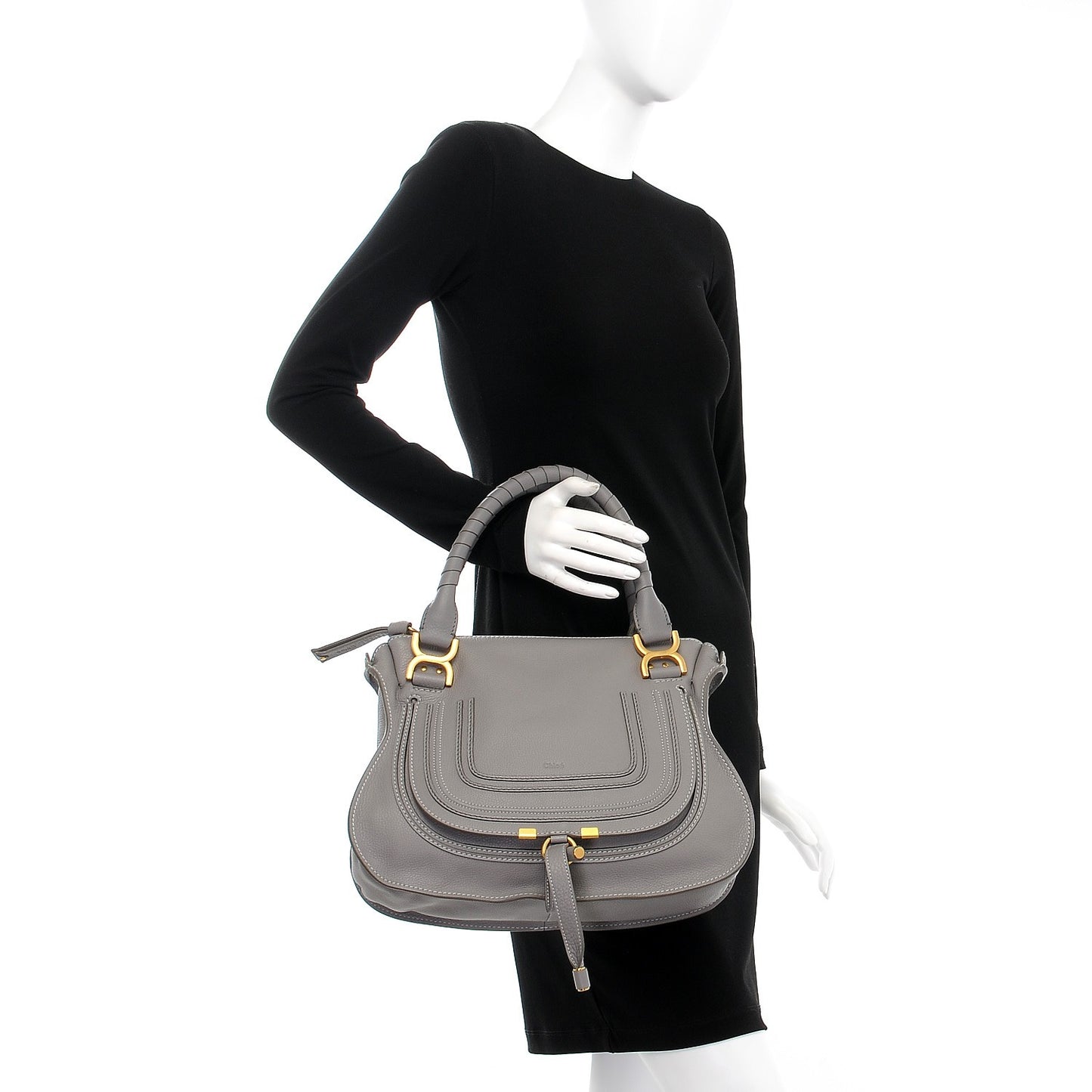 Calfskin Medium Marcie Satchel Cashmere Grey