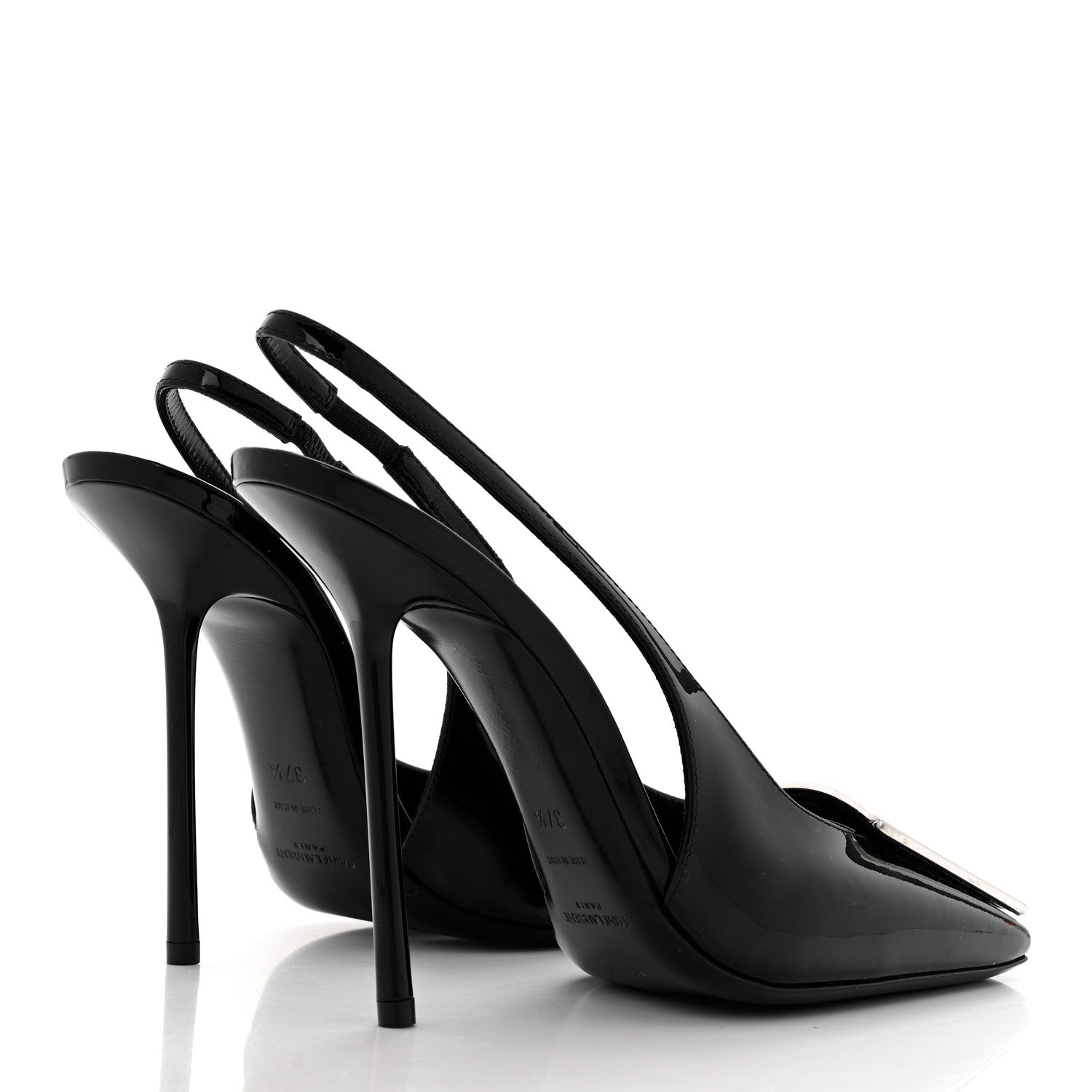 Saint Laurent Patent Maxine 115mm Slingback Pumps 37.5 Black 4 of 8