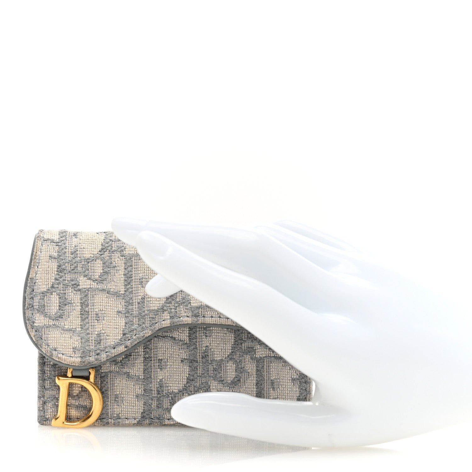 Christian Dior Oblique Saddle Card Holder Gray 2 of 7