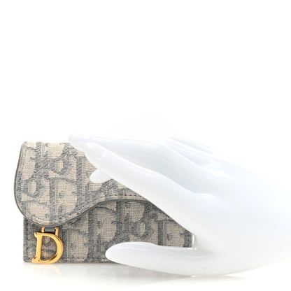 Christian Dior Oblique Saddle Card Holder Gray 2 of 7