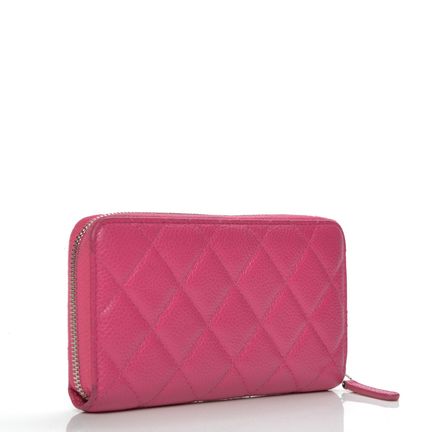Caviar Quilted Small Zip Around Wallet Pink