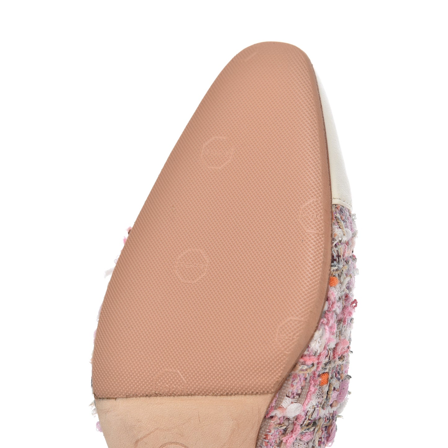 Tweed Lambskin Cap Toe CC Slingback Pumps 38 Pink White