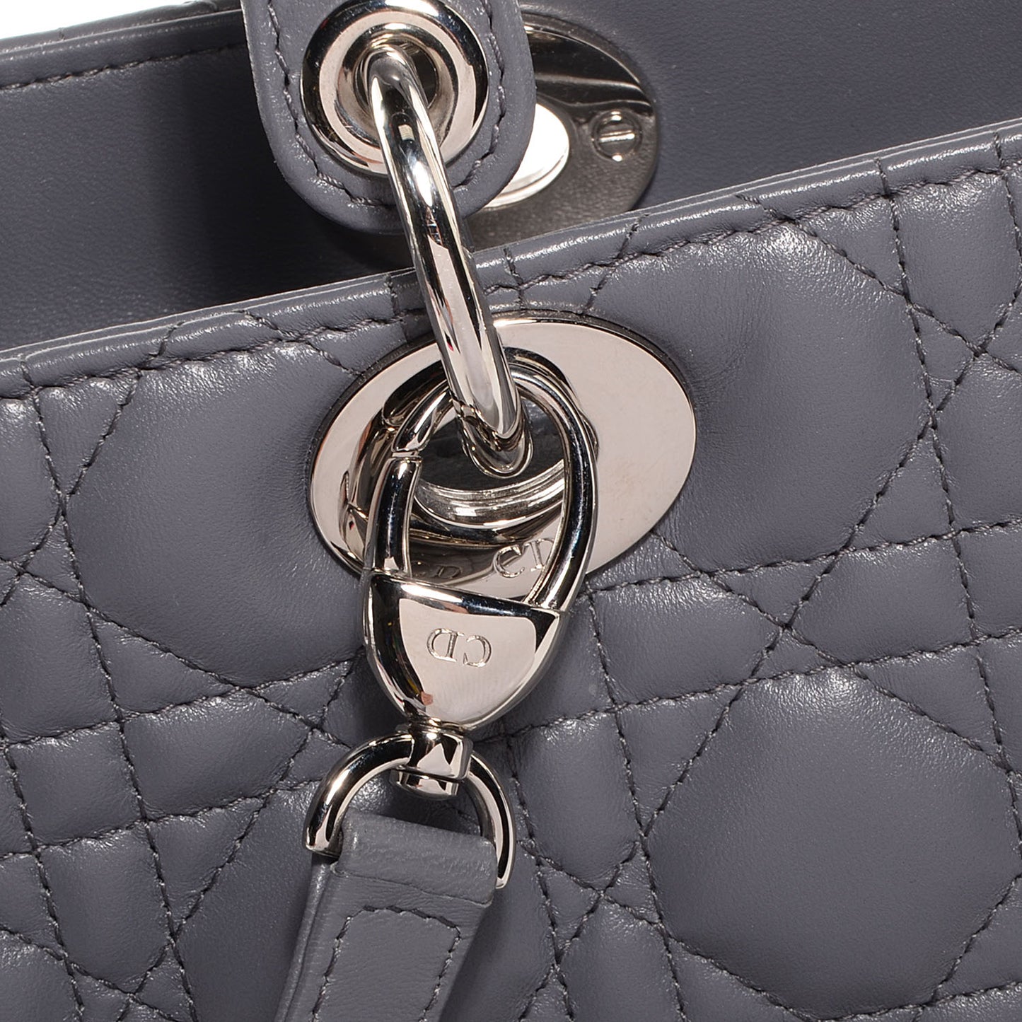 Lambskin Cannage Large Lady Dior Grey