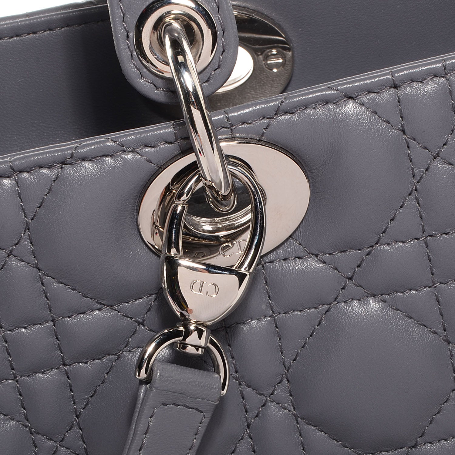 Christian Dior Lambskin Cannage Large Lady Dior Grey 10 of 12