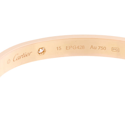 Cartier 18K Pink Gold 4 Diamond LOVE Bracelet 15 5 of 9