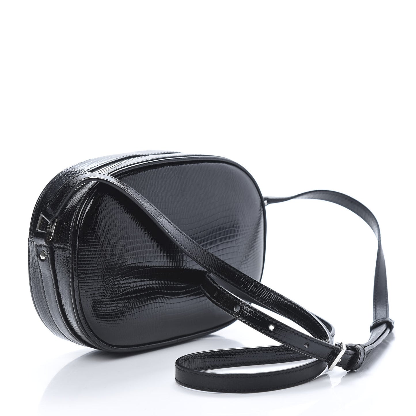 Calfskin Lizard Embossed Le 61 Camera Bag Black