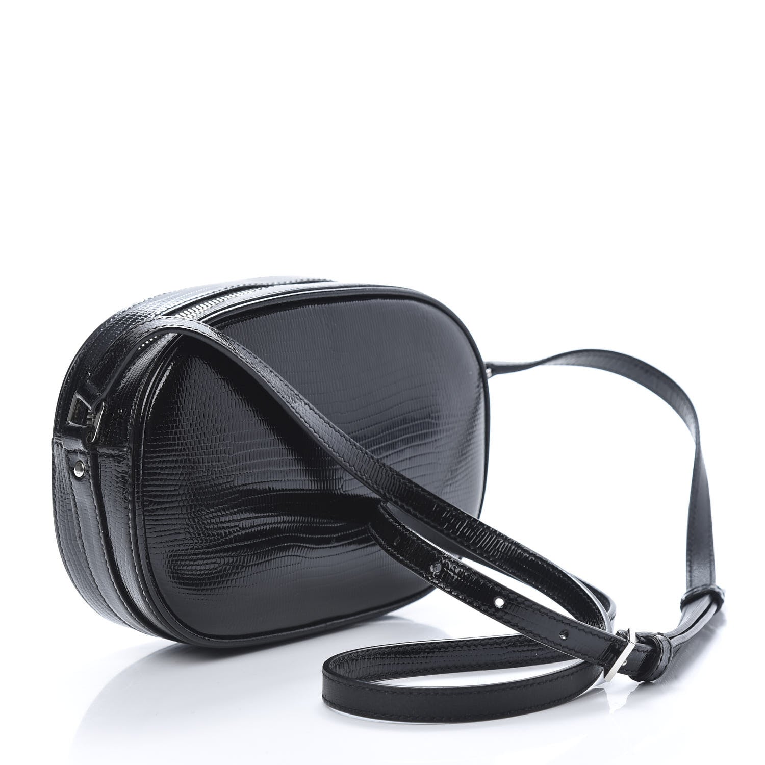 Saint Laurent Calfskin Lizard Embossed Le 61 Camera Bag Black 3 of 11