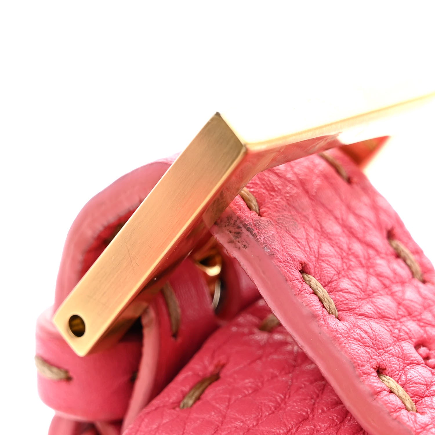 Fendi Calfskin Romano Selleria Baguette Pink 12 of 14