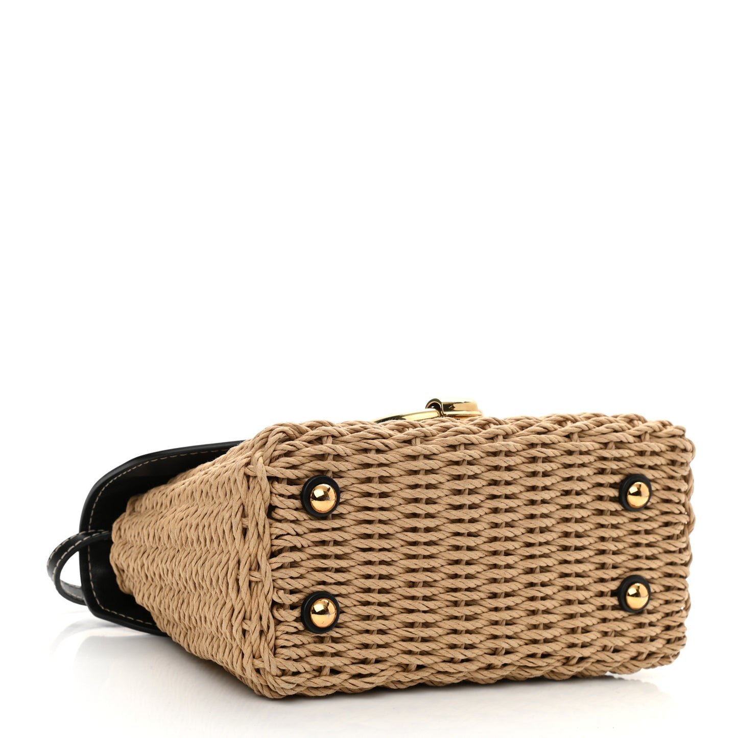 Calfskin Wicker Margot Top Handle Satchel Black
