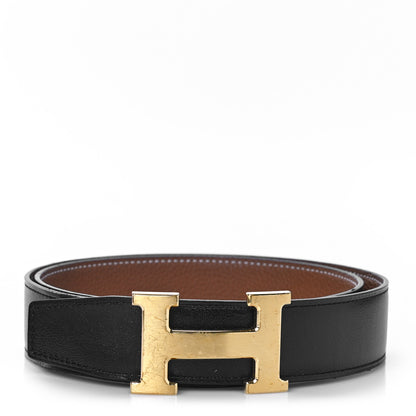 Hermes Box Togo 32mm H Belt 80 Black Gold 1 of 5